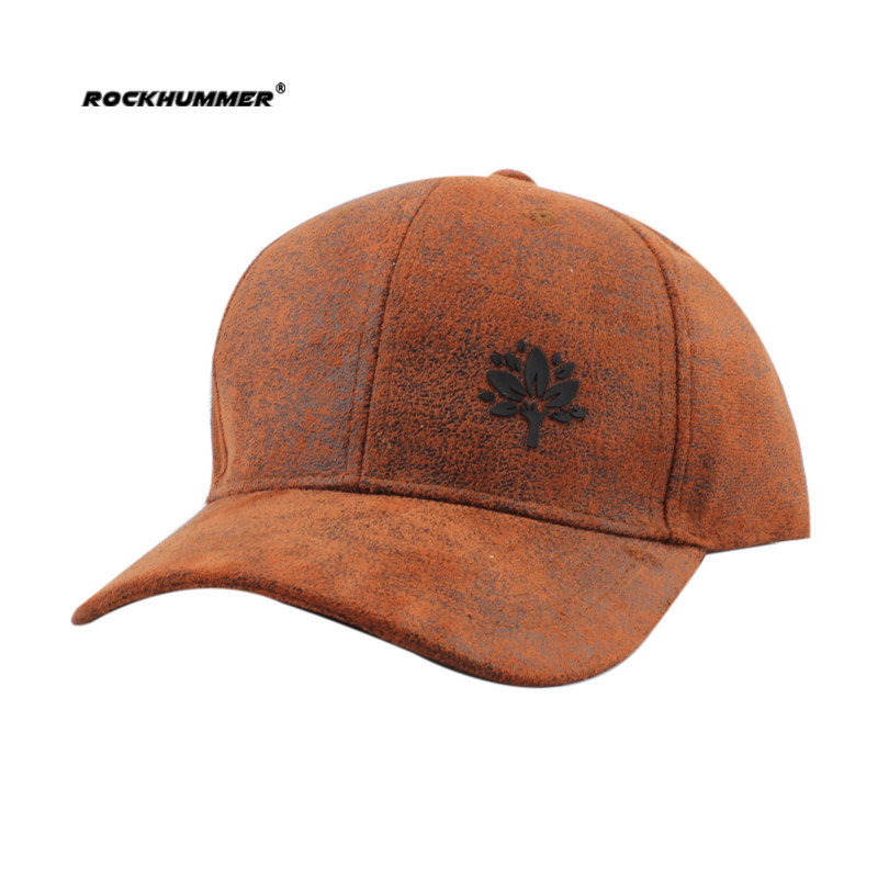 Special leather material baseball cap with rubber printing