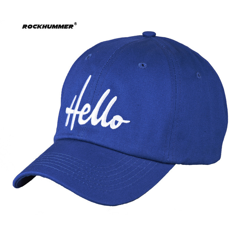 Blue 100% cotton baseball cap with simple flat embroidery