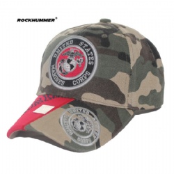 Wholesale camo 6 panesl baseball Hat with joint patch embroidery on brim