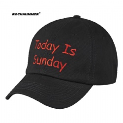 Black Flat embroidery six panel baseball Cap with thick stitching