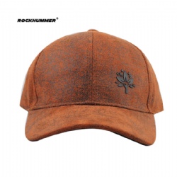 Special leather material baseball cap with rubber printing