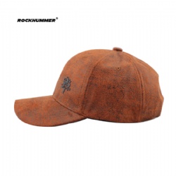 Special leather material baseball cap with rubber printing