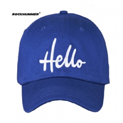 Blue 100% cotton baseball cap with simple flat embroidery